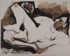 Retro Model Playing with a Ball - Lithograph (Mourlot 1971)