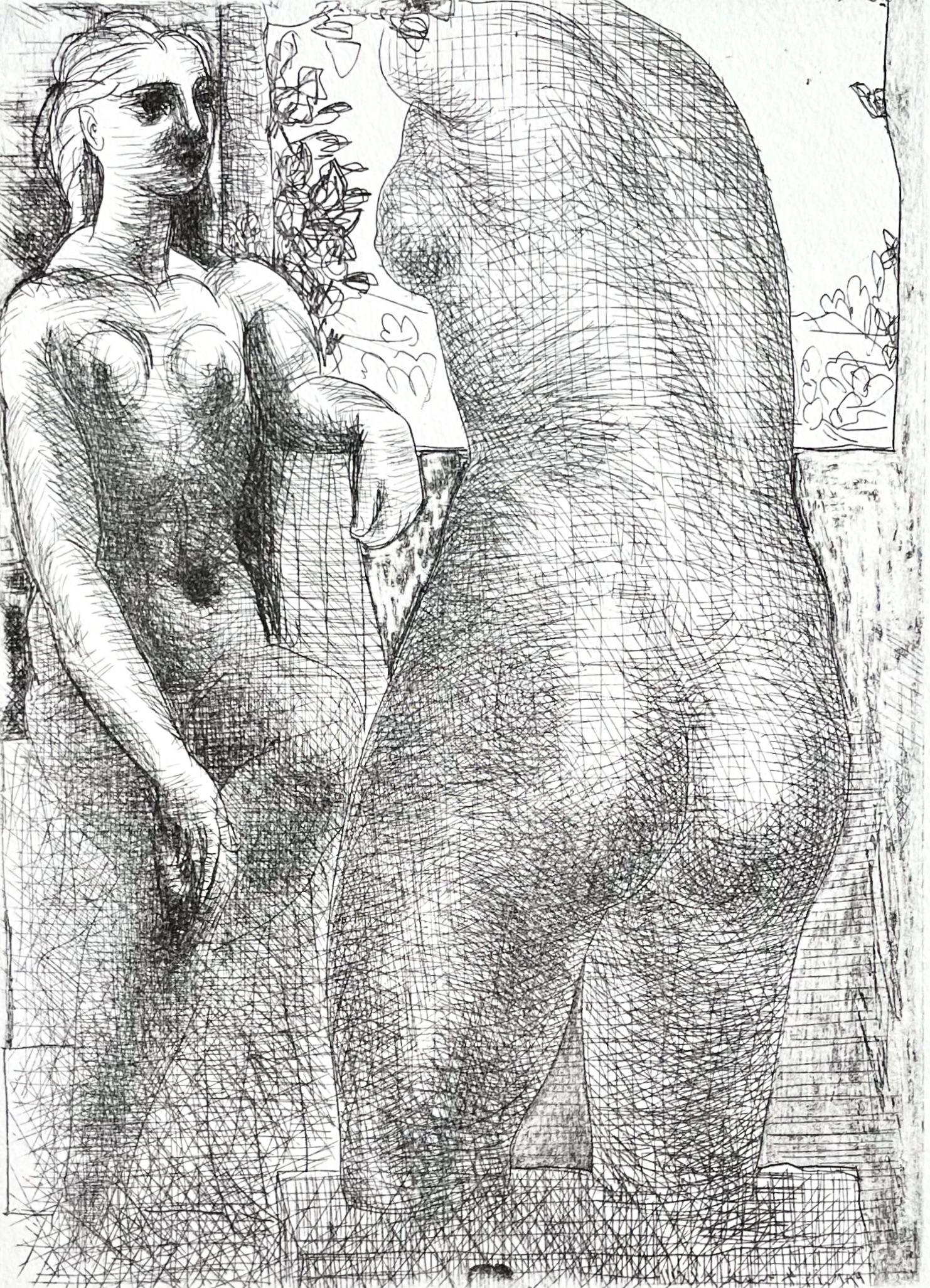 Nude Print Pablo Picasso - Picasso, Modèle et Grande Sculpture de Dos (après)