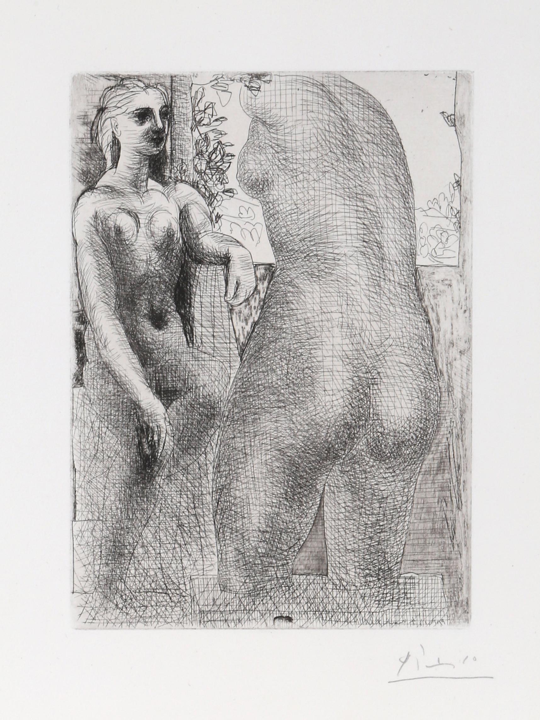Modele et Grande Sculpture de Dos (Bloch 186), Modern Etching by Pablo Picasso For Sale 1