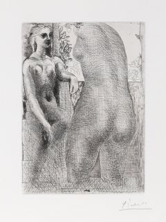 Modele et Grande Sculpture de Dos (Bloch 186), Modern Etching by Pablo Picasso