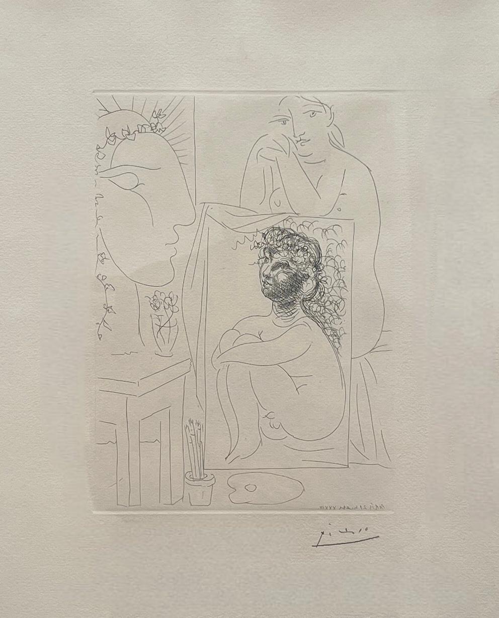 Modele, tableau et sculpture - Lámina 43 de la Suite Vollard - Print de Pablo Picasso