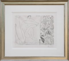 Modern Cubist Contour Line Etching of a Dressing Circus Ballerina Edition 42/50