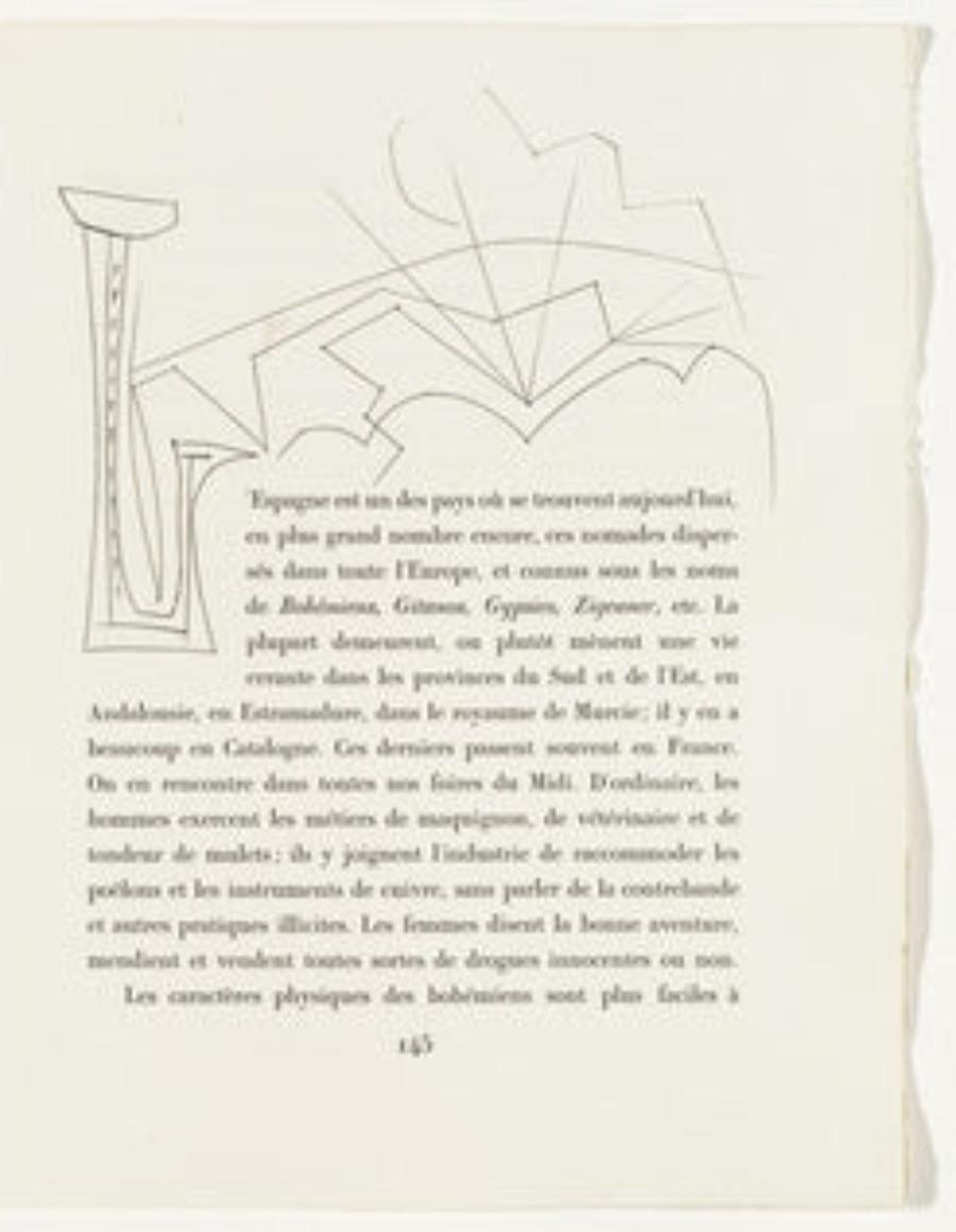 Pablo Picasso Abstract Print - Monogram "L" with Landscape (Plate XXXIII), from Carmen