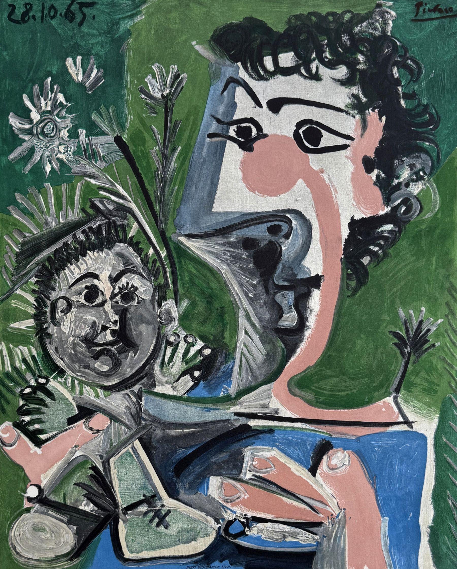 Mother & Child - Litografía - Firma impresa (Mourlot) - Print de Pablo Picasso