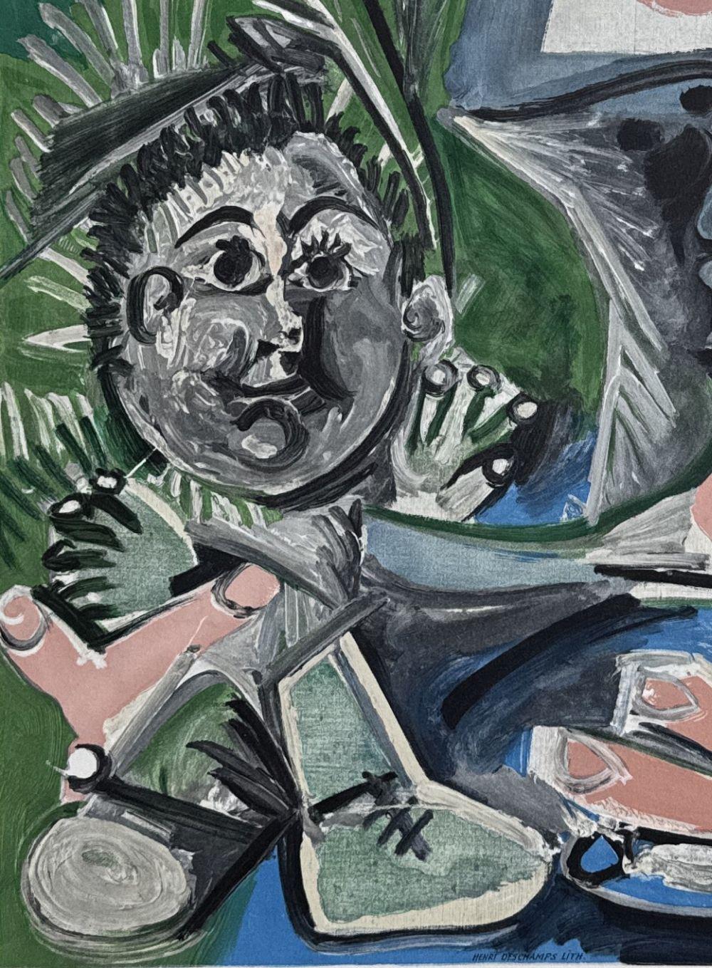 Mother & Child - Litografía - Firma impresa (Mourlot) - Figurative Print Gris de Pablo Picasso
