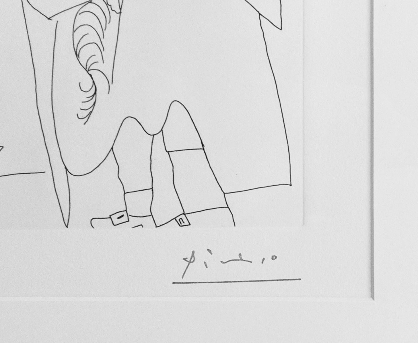 MOUSQUETAIRE ET ODALISQUE, MEDUSE, PLATE 47 FROM SERIES 156 (BLOCH 1902) - Cubist Print by Pablo Picasso