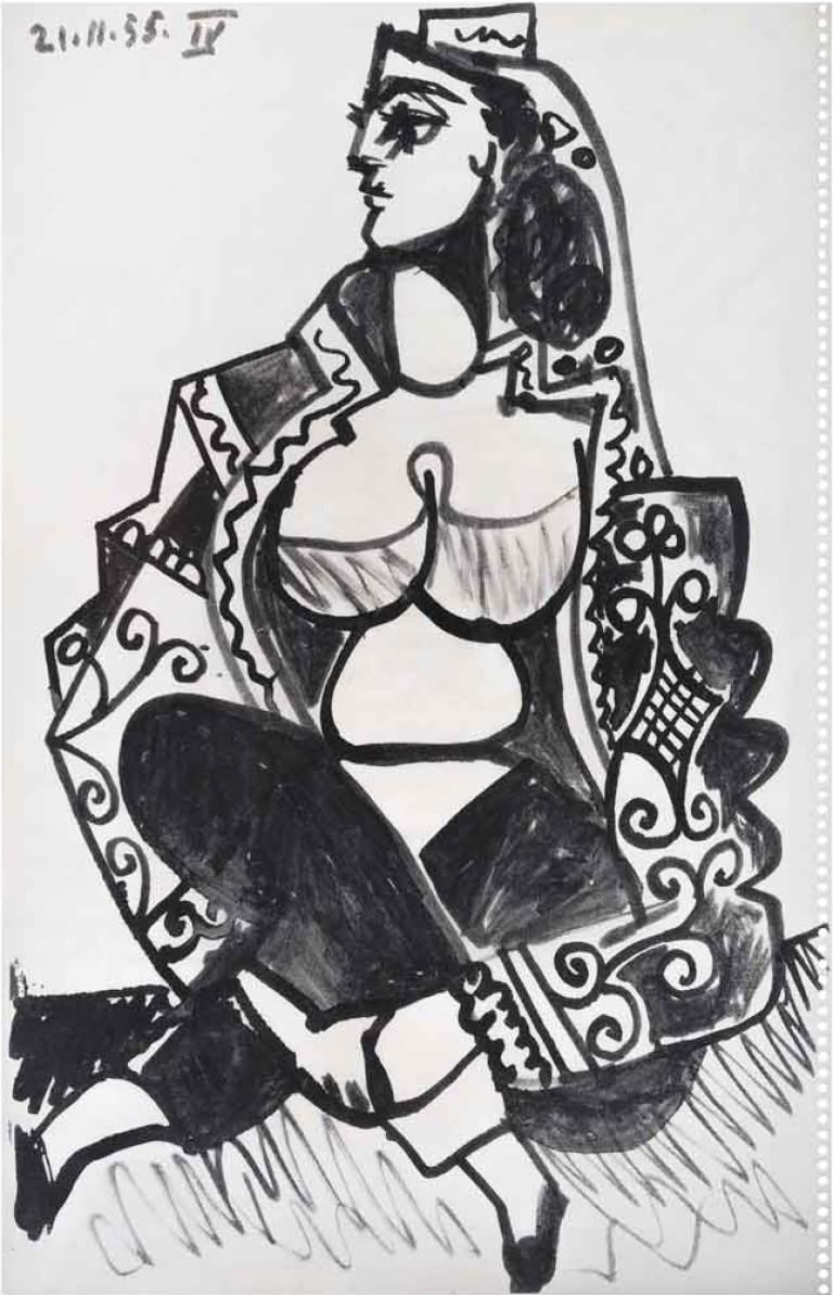 Pablo Picasso Portrait Print - Mujer IV, de la carpeta Carnet 1 de noviembre de 1955 - 14 gennaio 1956