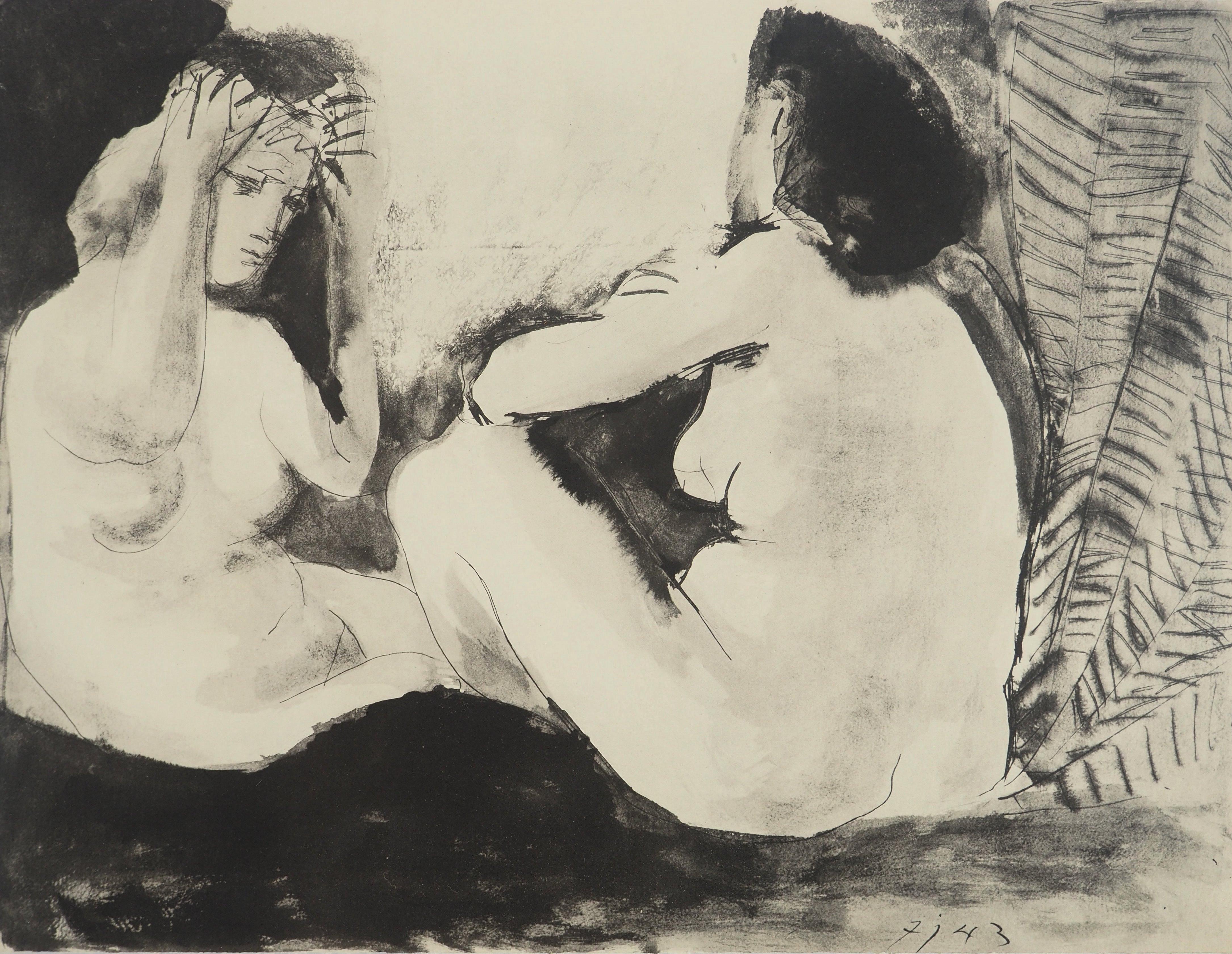 Pablo Picasso Figurative Print - Naked Seated Women - Lithograph and Stencil