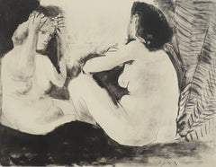 Naked Seated Women - Lithograph and Stencil