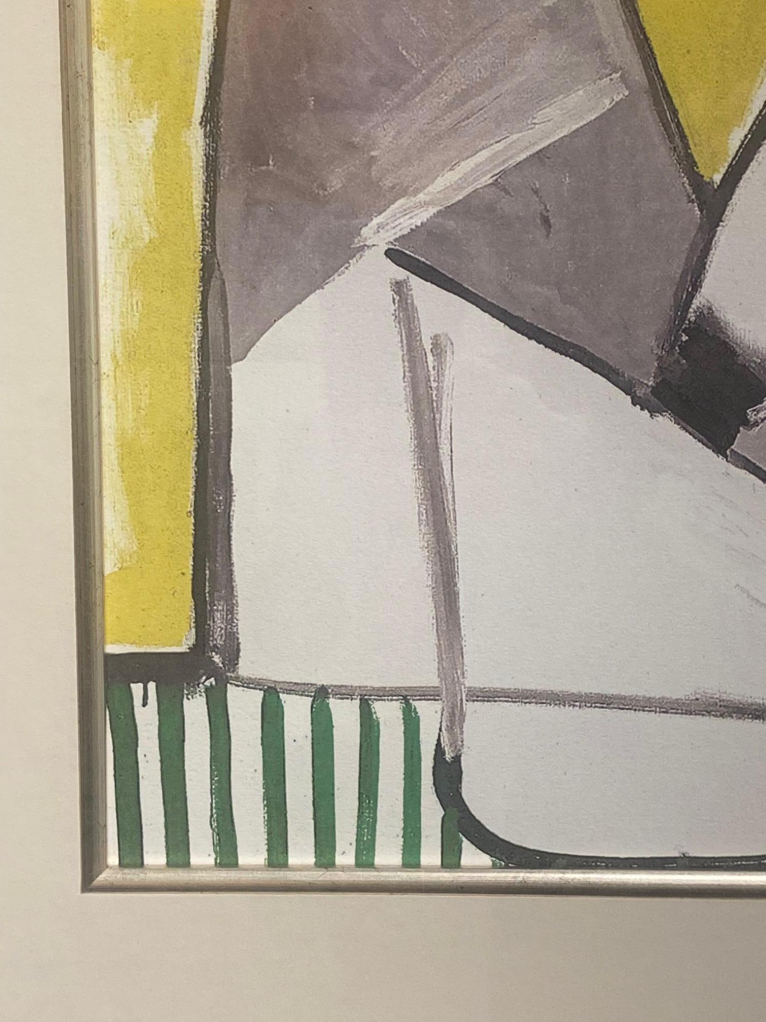 Nu accroupie- color lithograph from Pablo Picasso of a sitting female cubistic 1