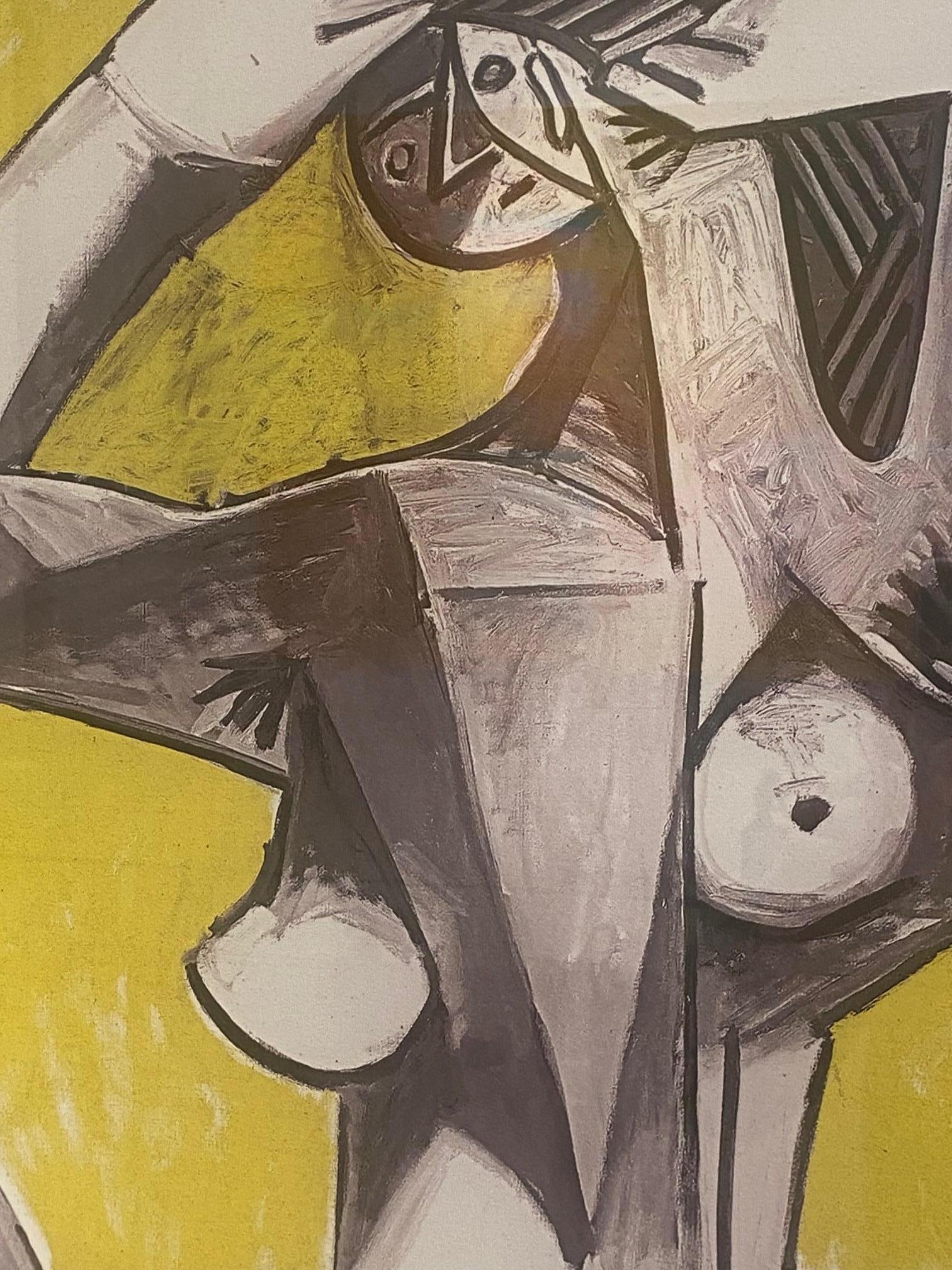 Nu accroupie- color lithograph from Pablo Picasso of a sitting female cubistic 2