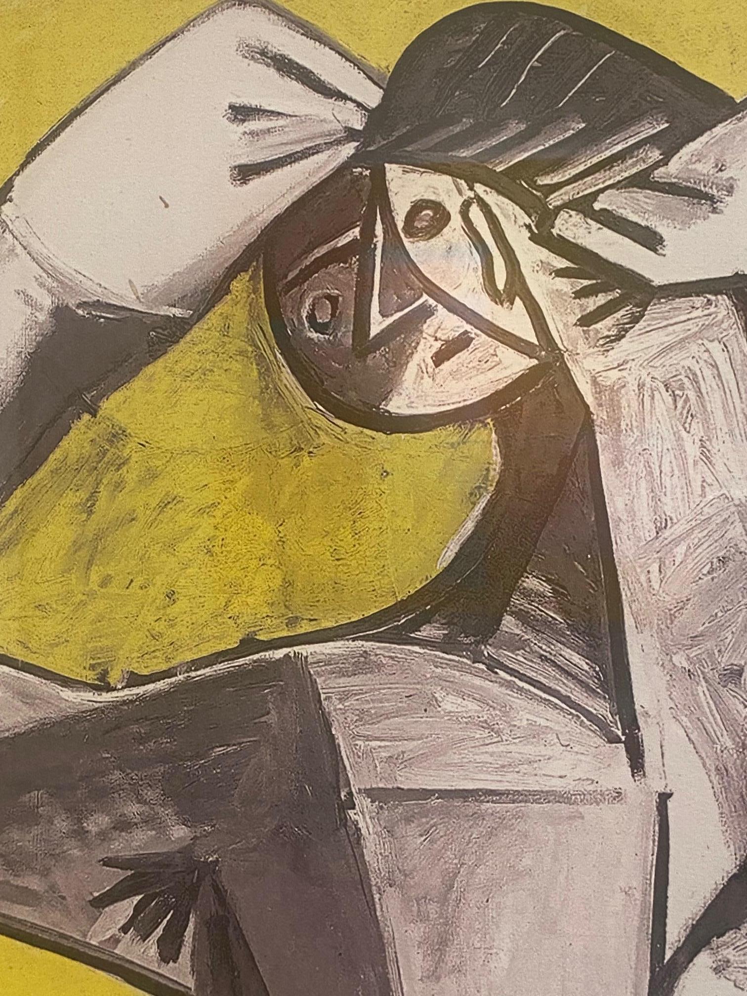 Nu accroupie- color lithograph from Pablo Picasso of a sitting female cubistic 3