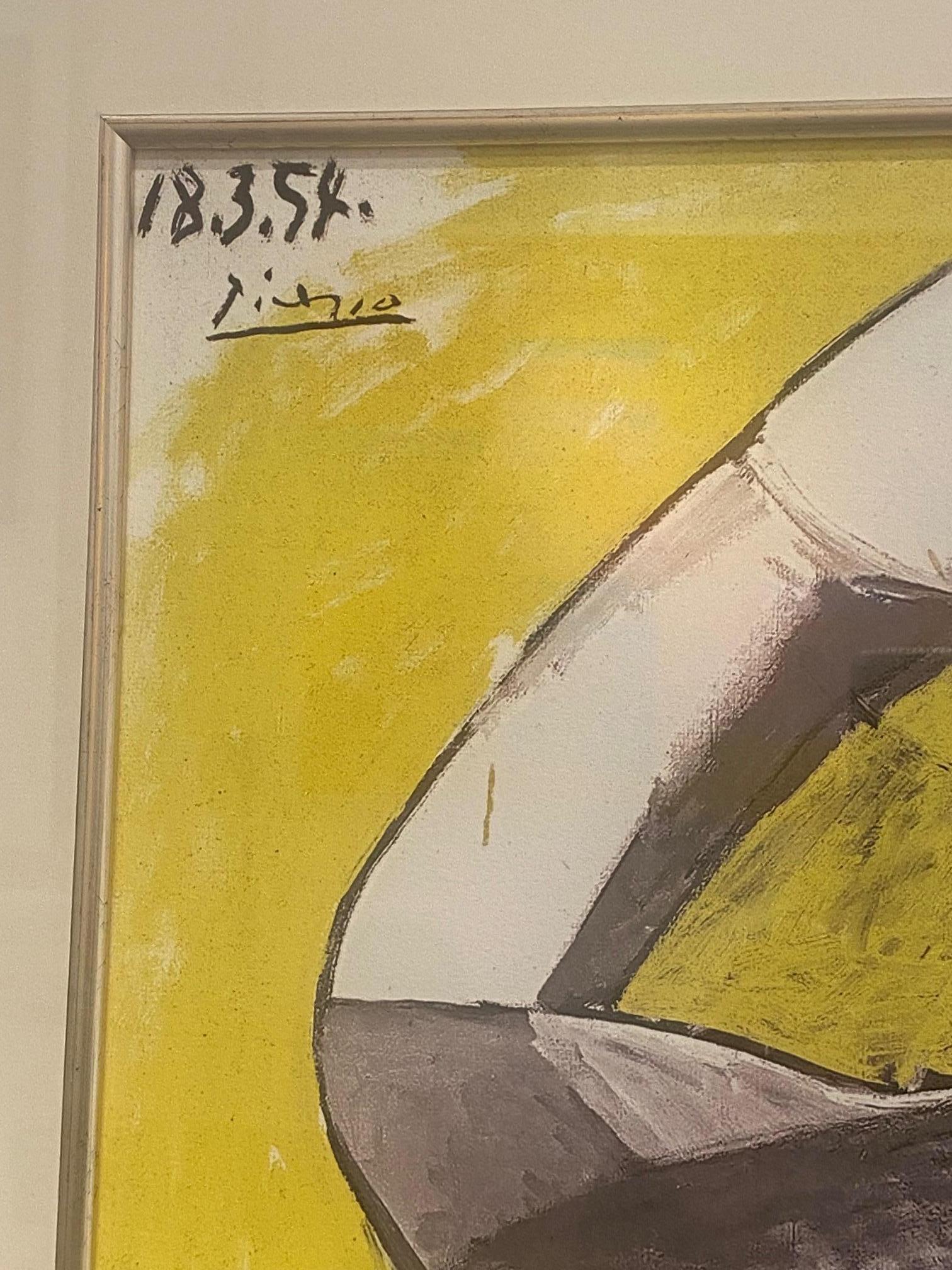Nu accroupie- color lithograph from Pablo Picasso of a sitting female cubistic 4