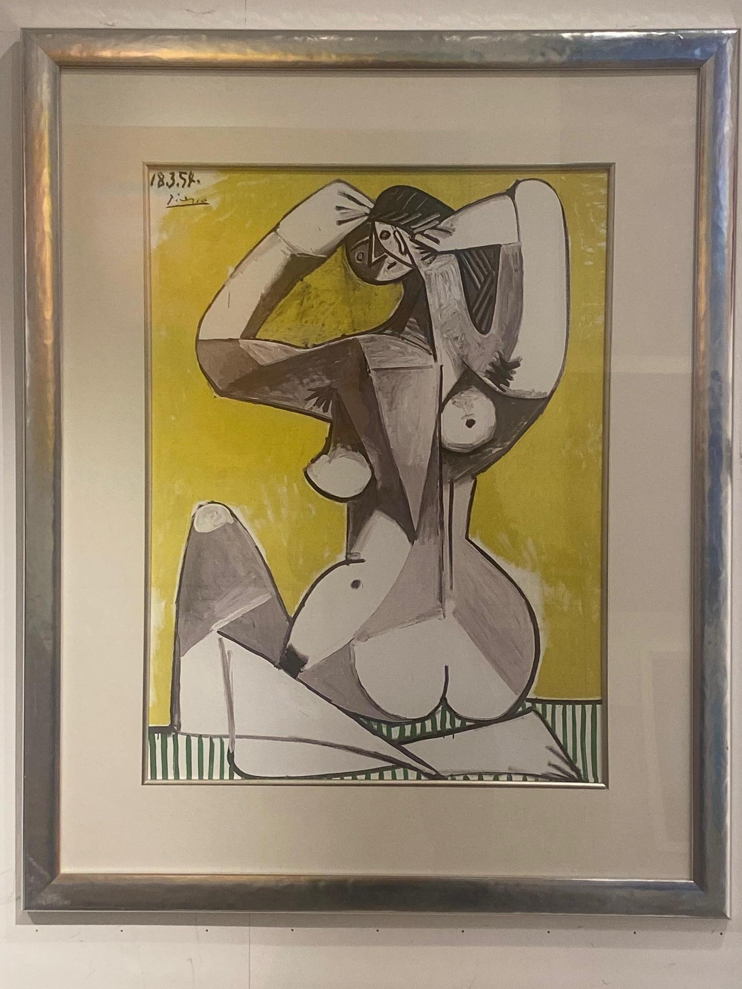 Nu accroupie- color lithograph from Pablo Picasso of a sitting female cubistic 5