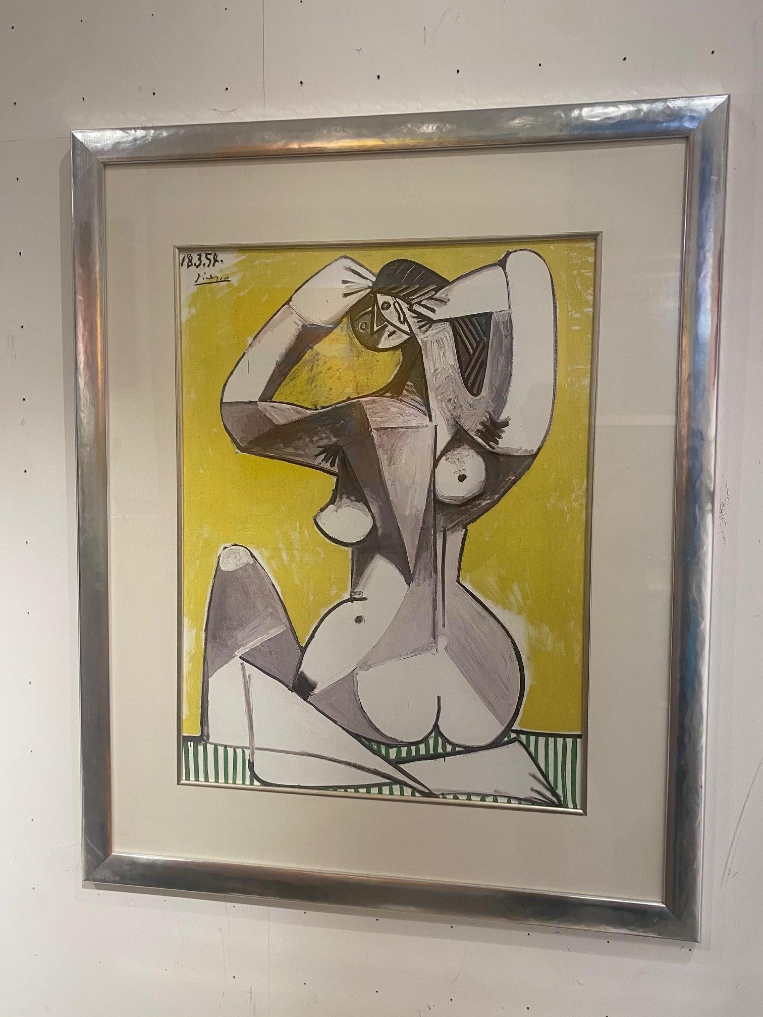 Nu accroupie- color lithograph from Pablo Picasso of a sitting female cubistic 6