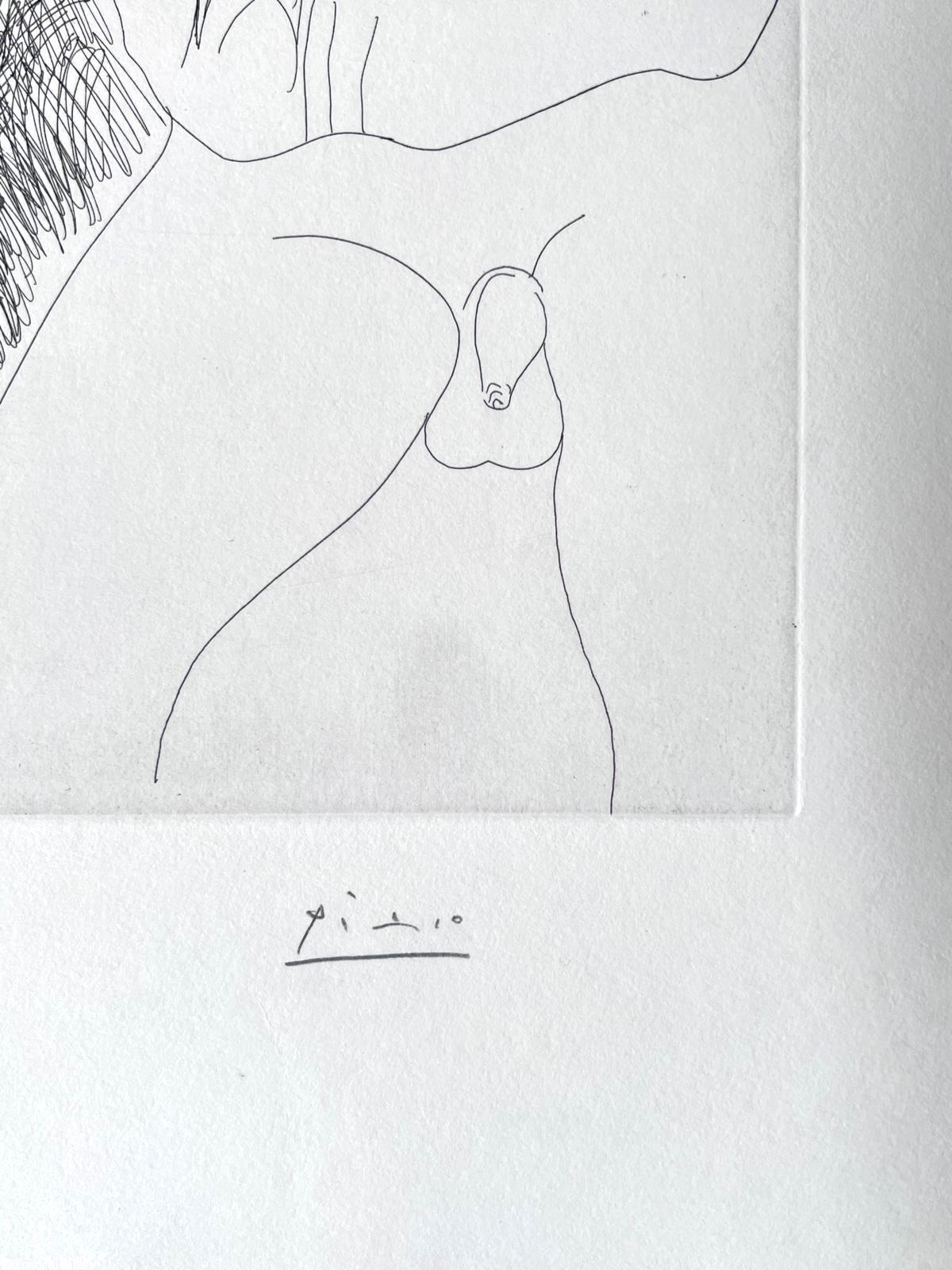 Acquaforte, 1968
Firmato a matita dall'artista e numerato 7/50.
Editore : Galerie Louise Leiris, Parigi

Catalogo : [Bl. 1615 ; GB 1631]

56.50 cm. x 64.50 cm.  22,24 pollici x 25,39 pollici (carta)

41,00 cm. x 49,50 cm.  16,14 pollici x 19,49