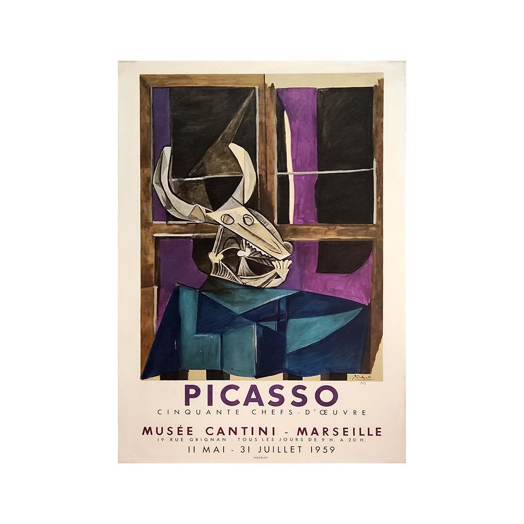 Affiche originale de l'exposition de 1959 de Pablo Picasso - Musée Cantini Marseille en vente 1
