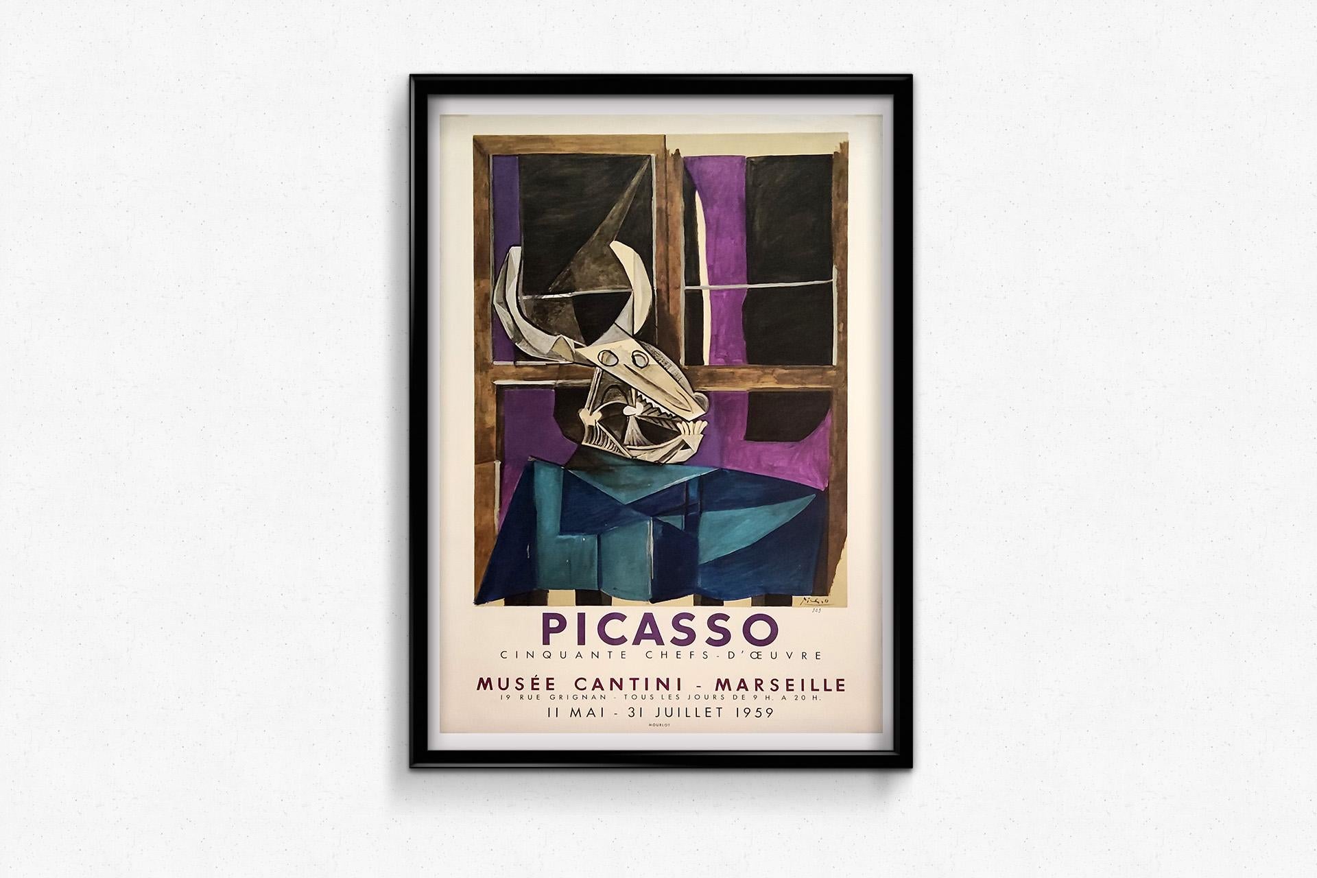 Affiche originale de l'exposition de 1959 de Pablo Picasso - Musée Cantini Marseille en vente 3