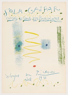 Original 1961 poster of "Dibujos de Picasso" show at Sala Gaspar Barcelona Spain