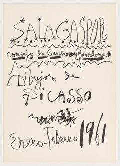 Unused Original 1961 Lithograph Exhibition Poster Drawings Sala Gaspar Spain