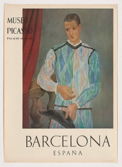 Cartel original de 1966 Arlequín Museo Picasso Palacio Aguilar Barcelona España