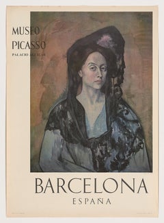 Cartel original 1966 sin usar Museo Picasso Palacio Aguilar Barcelona España
