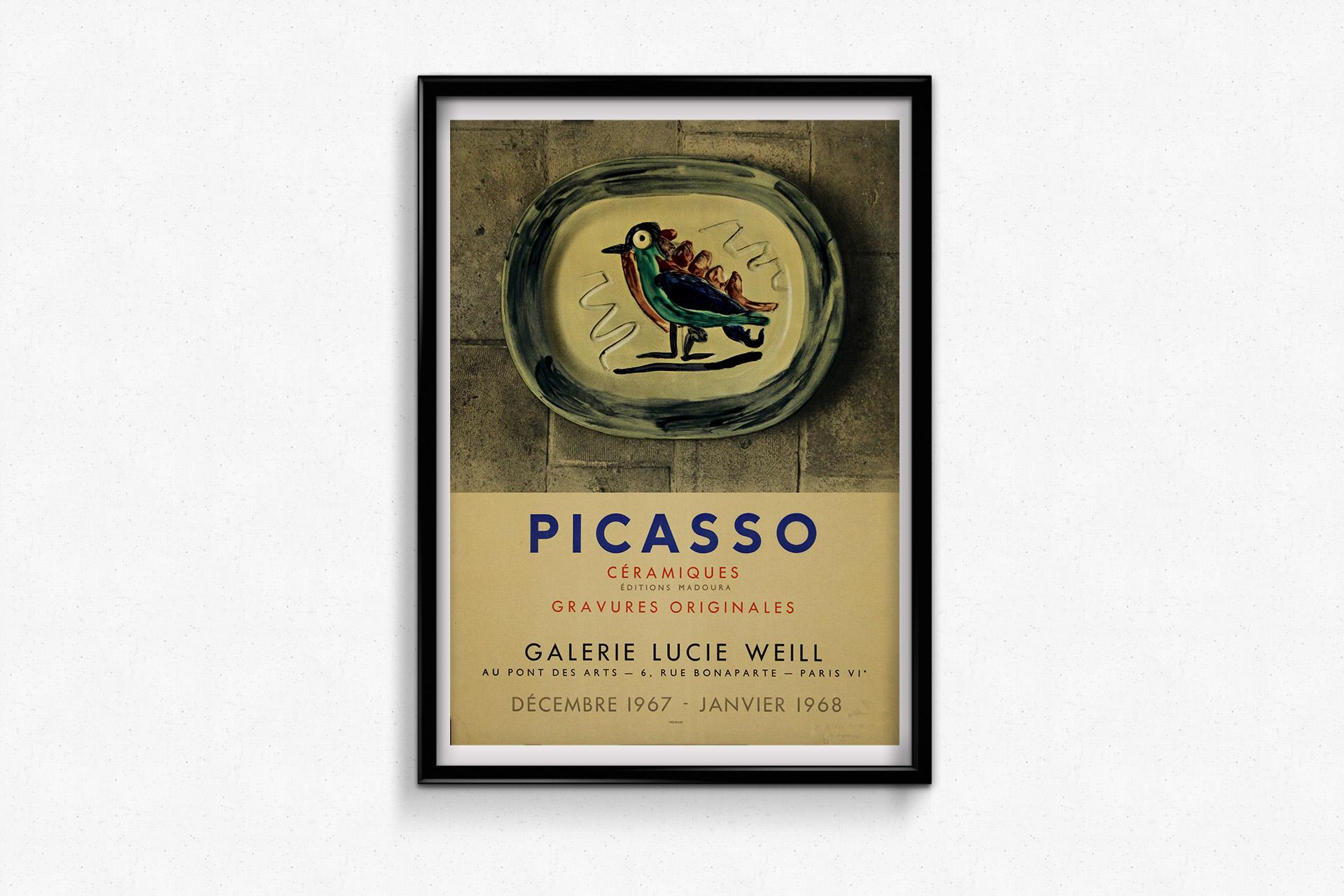 Original-Ausstellungsplakat von 1967 von Picasso - Galerie Lucie Weill in Paris im Angebot 2