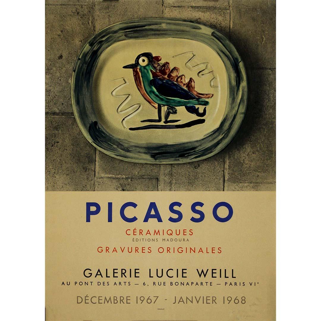 Original 1967 exhibition poster by Picasso - Galerie Lucie Weill in Paris