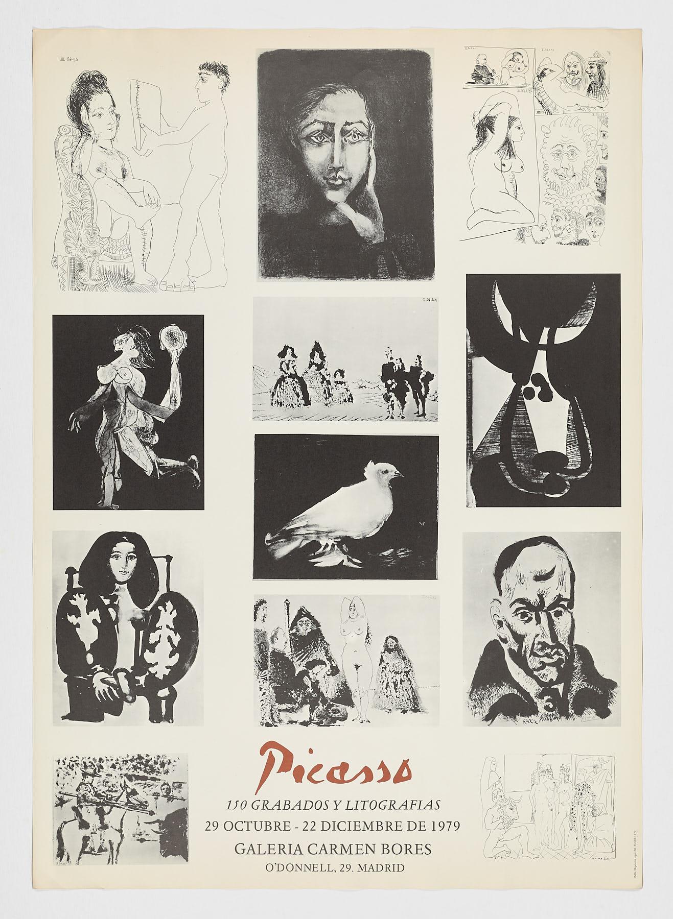 Affiche originale de l'exposition « 150 Engravings and Lithographies », Madrid, Espagne, 1979