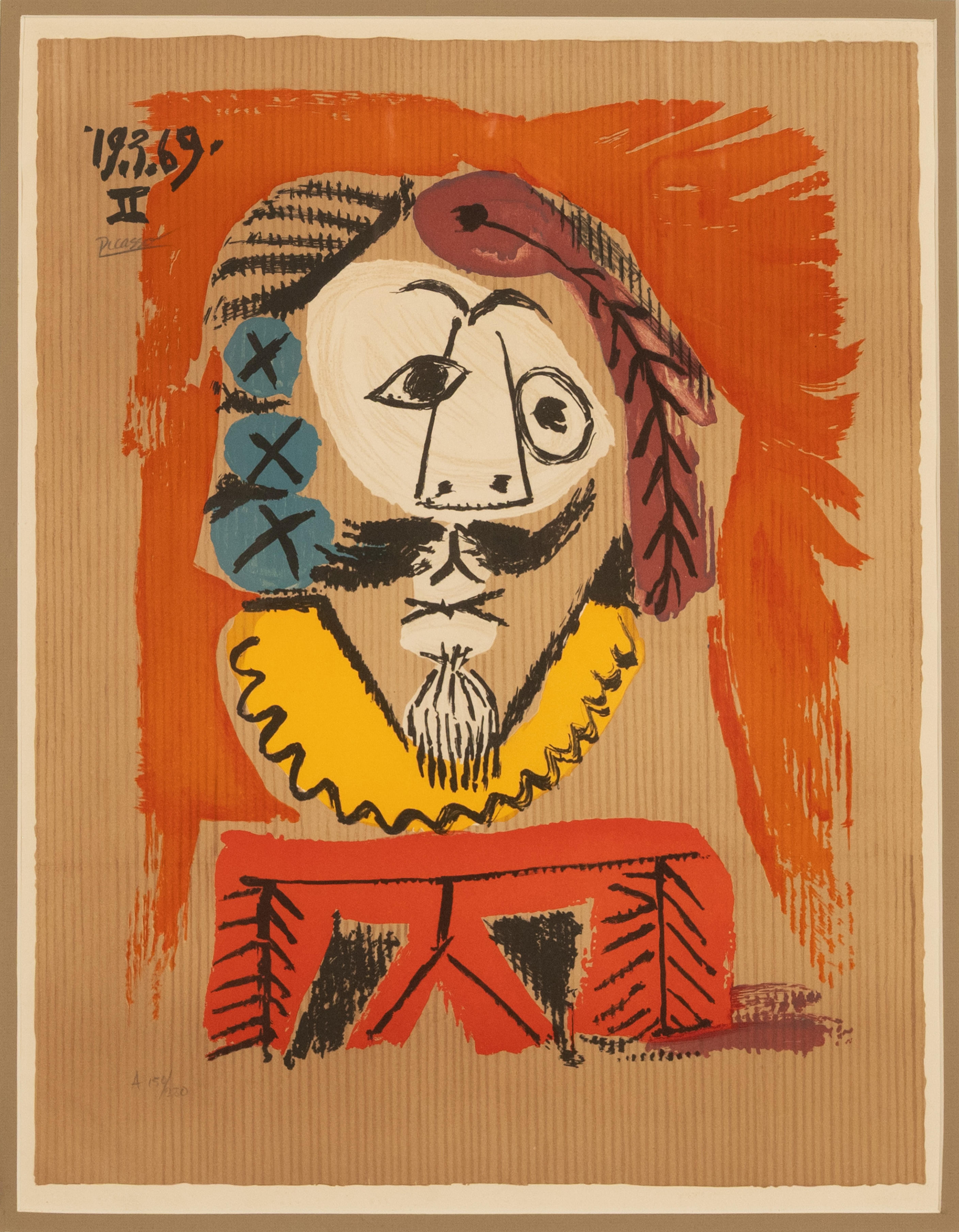 Ritratto immaginario cubista originale colorato firmato e numerato Marcel Salinas Lettera - Print Cubismo di Pablo Picasso