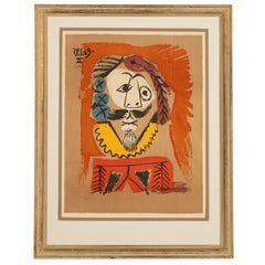Original Colored Cubist Imaginary Portrait Signed Numbered Marcel Salinas Letter
