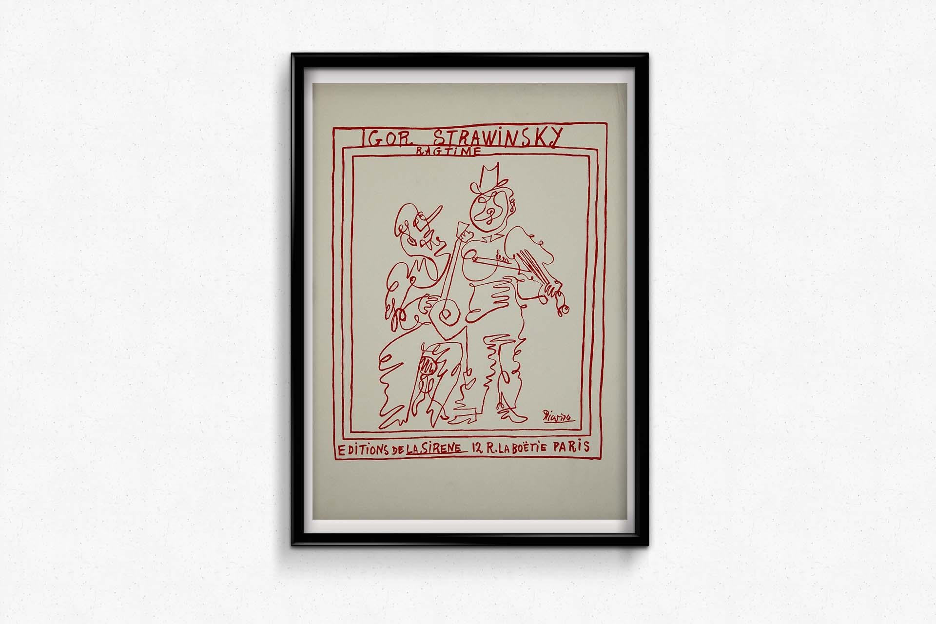 Original-Cover von Pablo Picasso für Igor Stravinskys „Ragtime“ 1
