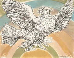 Original Pablo Picasso Lithograph, 1952, Le Colombe Volant (a l'Arc-en-Ciel)