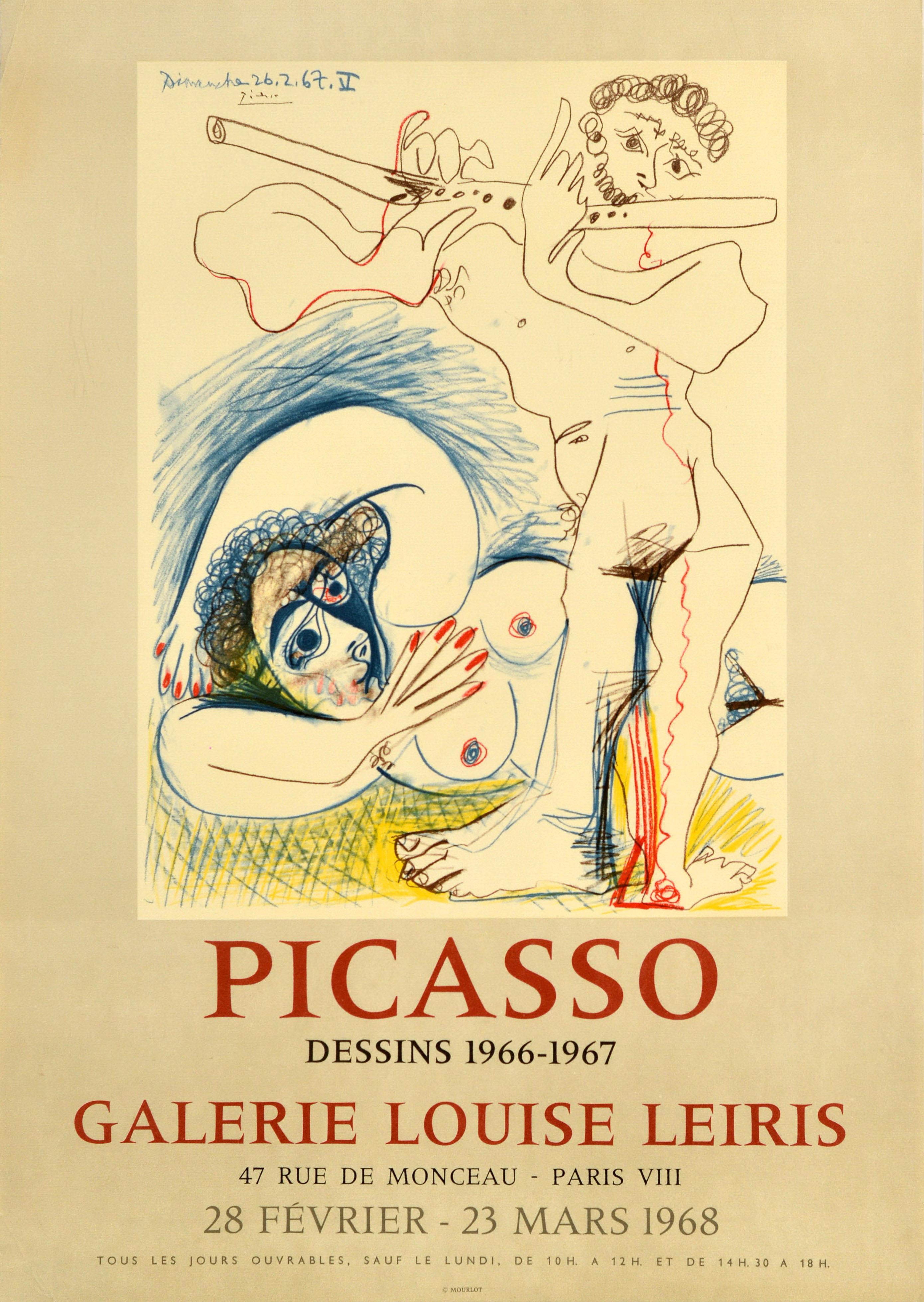 Pablo Picasso Print - Original Vintage Art Exhibition Poster Picasso Drawings Galerie Louise Leiris