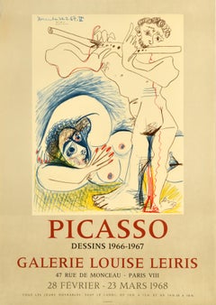 Original Vintage Art Exhibition Poster Picasso Drawings Galerie Louise Leiris