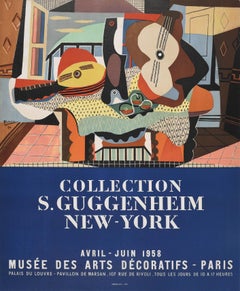 Affiche d'art vintage d'origine Guggenheim New York Pablo Picasso Paris Exposition