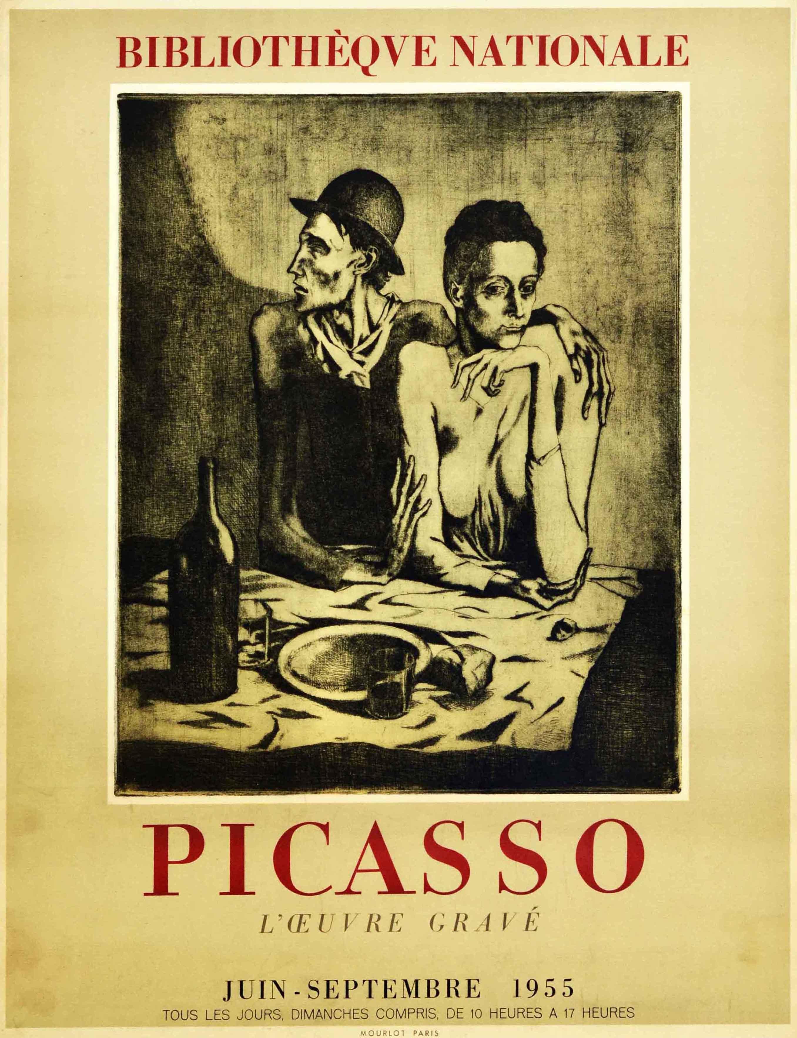 Pablo Picasso Print - Original Vintage Art Poster Picasso Engraving Exhibition Le Repas Frugal Meal