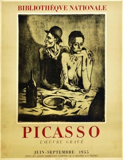 Original Vintage Art Poster Picasso Engraving Exhibition Le Repas Frugal Meal