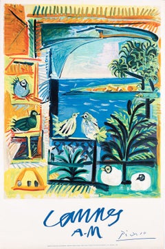 A&M originale d'epoca di Cannes. Poster di viaggio di Pablo Picasso 1961