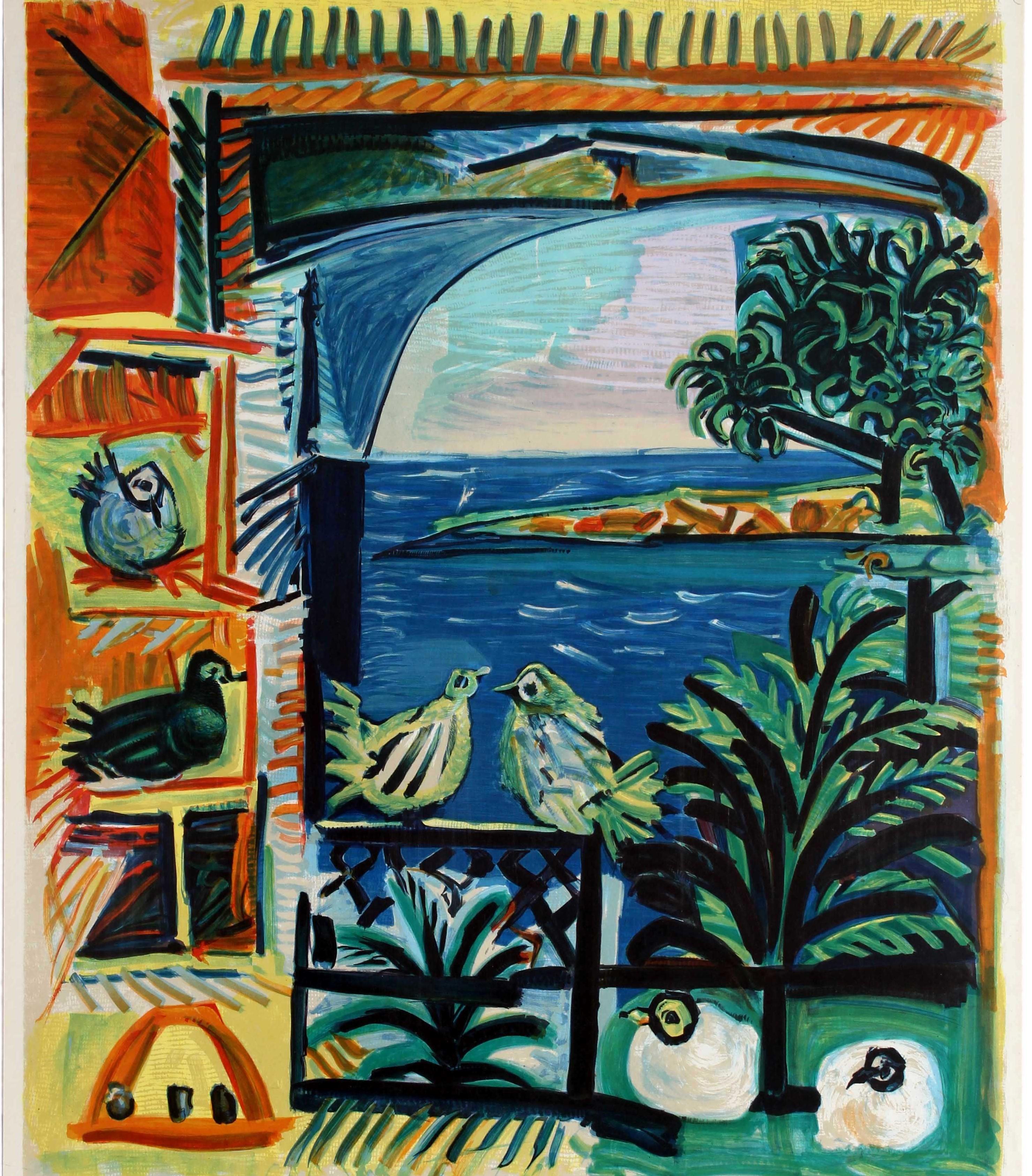 Original Vintage-Reiseplakat Cote D'Azur von Picasso:: Französische Riviera:: Meeresansicht (Beige), Print, von Pablo Picasso