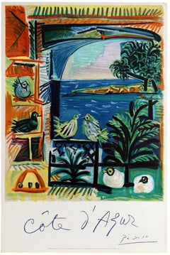 Original Vintage Cote D'Azur Travel Poster By Picasso - French Riviera Sea View