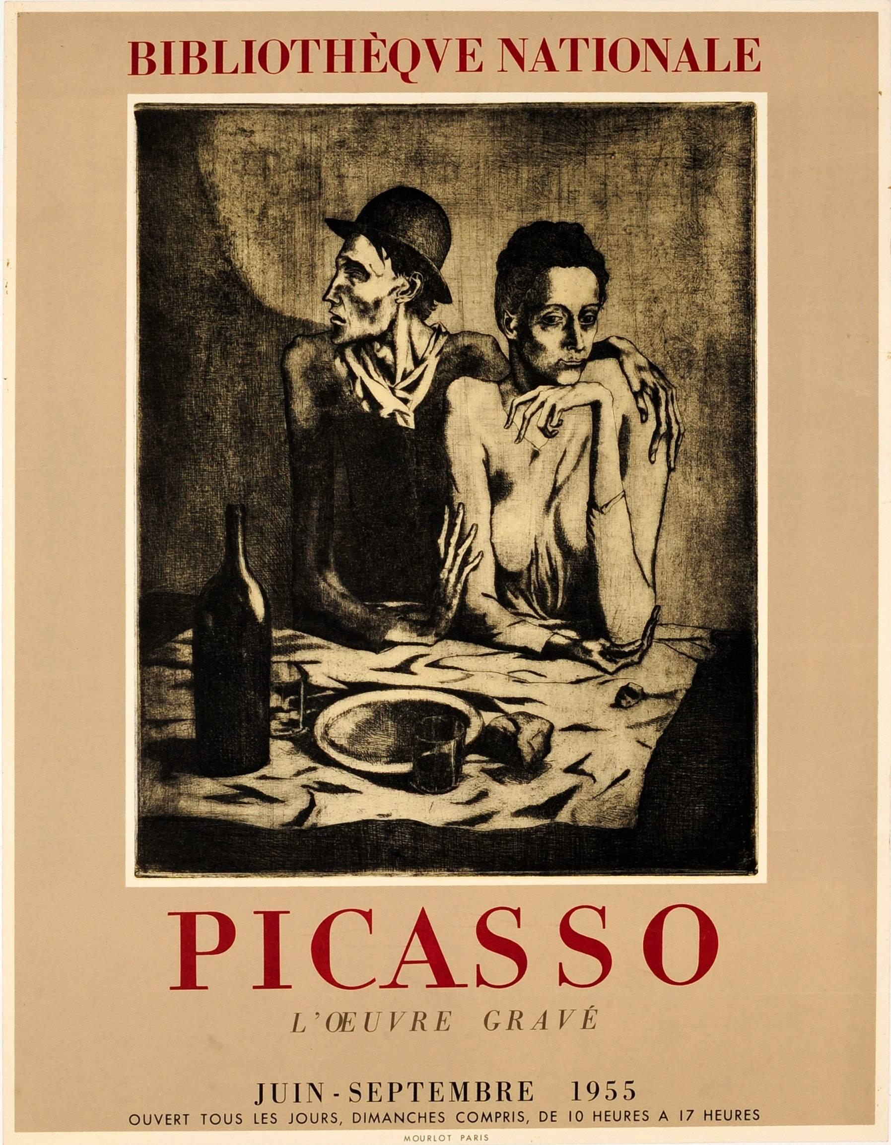 (after) Pablo Picasso Print - Original Vintage Picasso Graphic Art Exhibition Poster Featuring The Frugal Meal