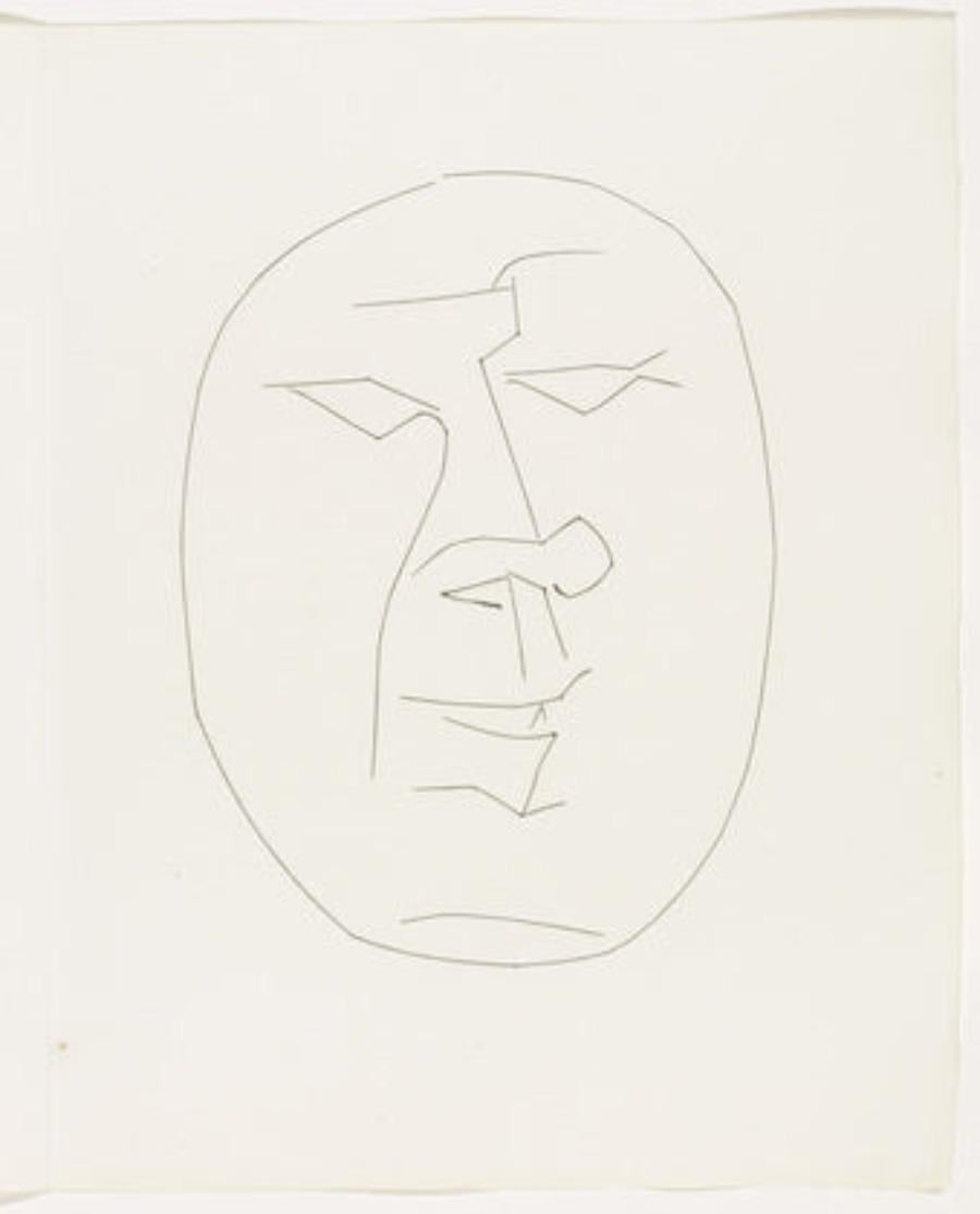 Artist: Pablo Picasso
Title: Oval Head of a Man Looking Left (Plate XXIV)
Portfolio: Carmen
Medium: Etching on Montval wove paper
Year: 1949
Edition: 289
Frame Size: 21