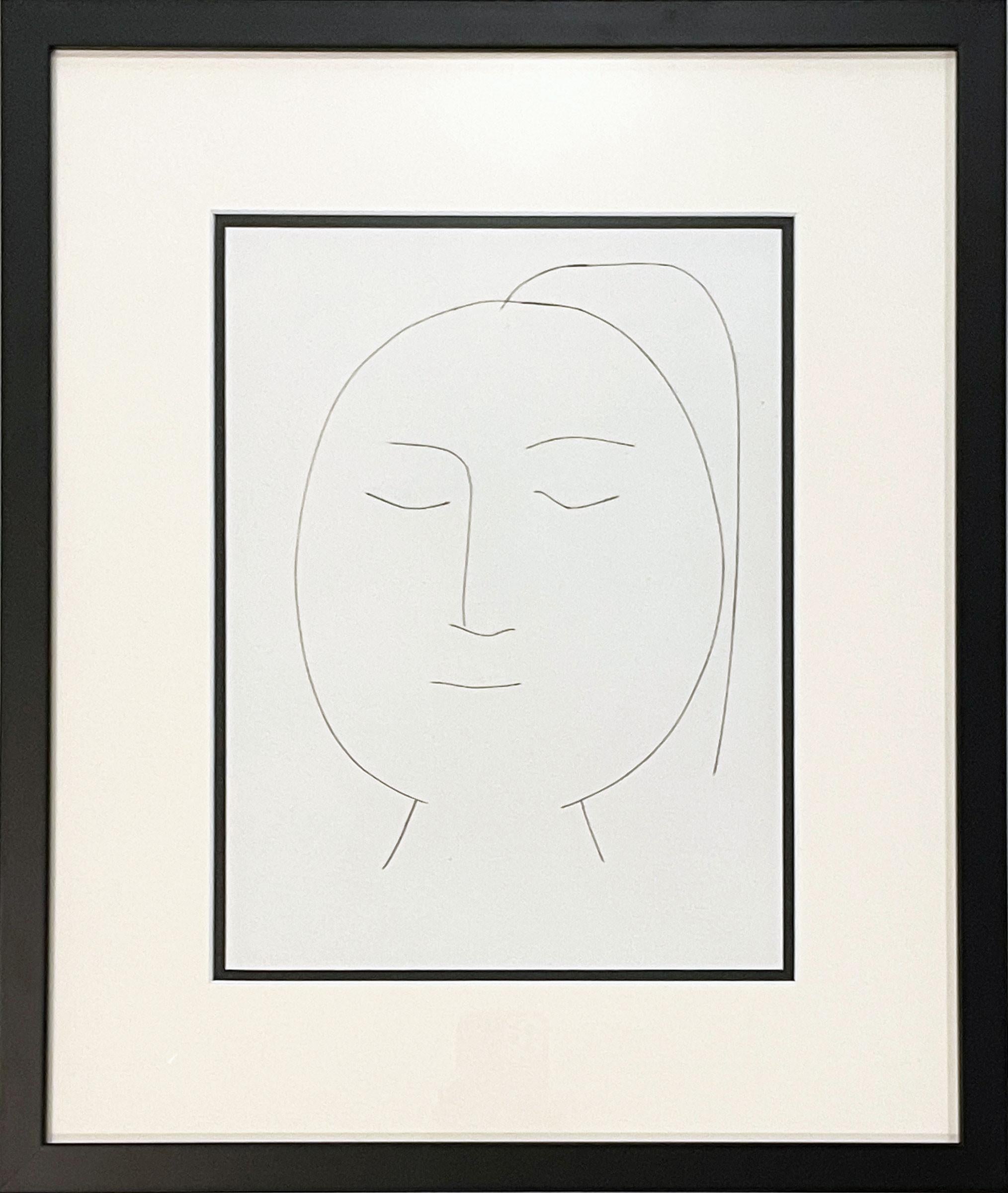 Ovaler Kopf einer Frau mit Haar (Teller XIX), von Carmen (Weiß), Portrait Print, von Pablo Picasso