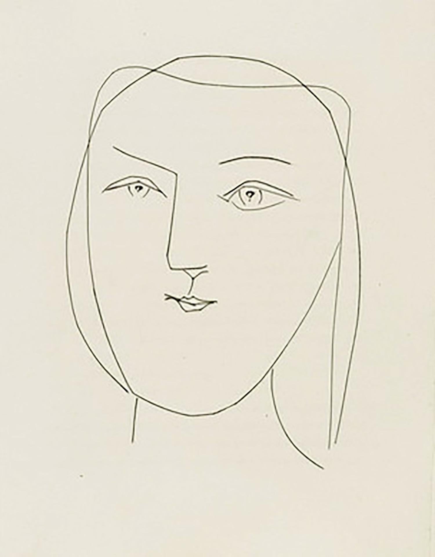 Pablo Picasso Portrait Print - Oval Head of a Woman with Piercing Eyes (Plate XXI)