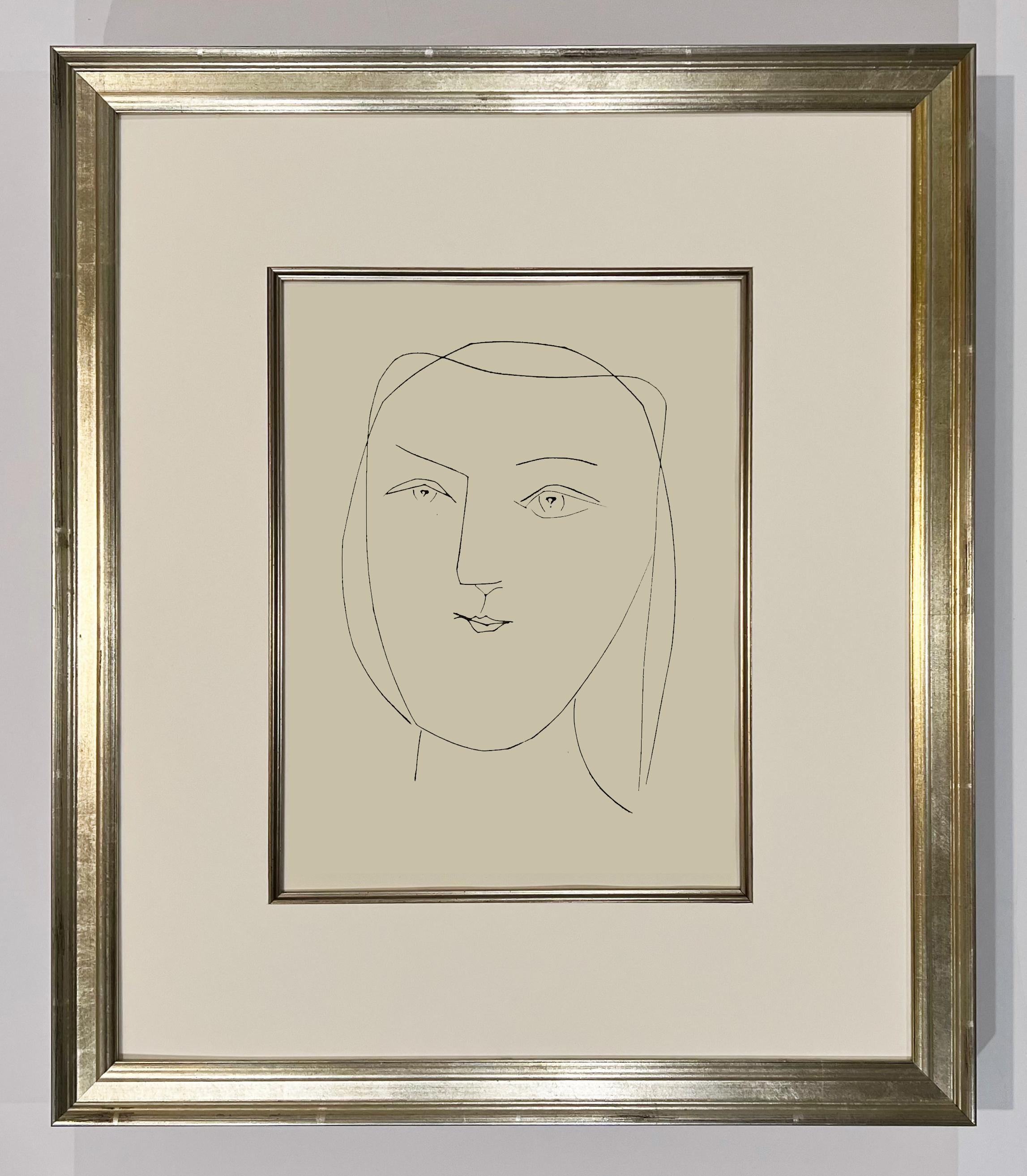 Ovaler Kopf einer Frau mit durchbrochenen Augen (Teller XXI), von Carmen – Print von Pablo Picasso