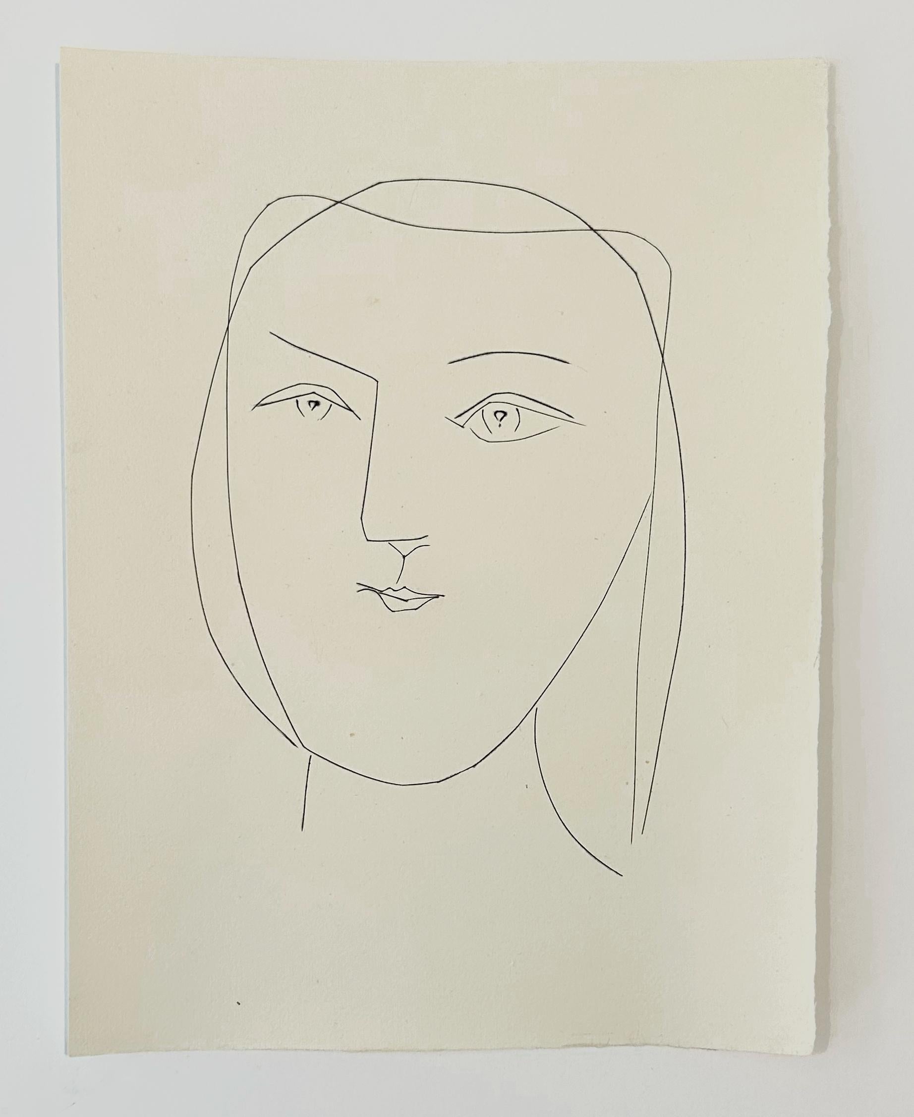 Cabeza ovalada de mujer con ojos penetrantes (lámina XXI), de Carmen - Print Cubista de Pablo Picasso