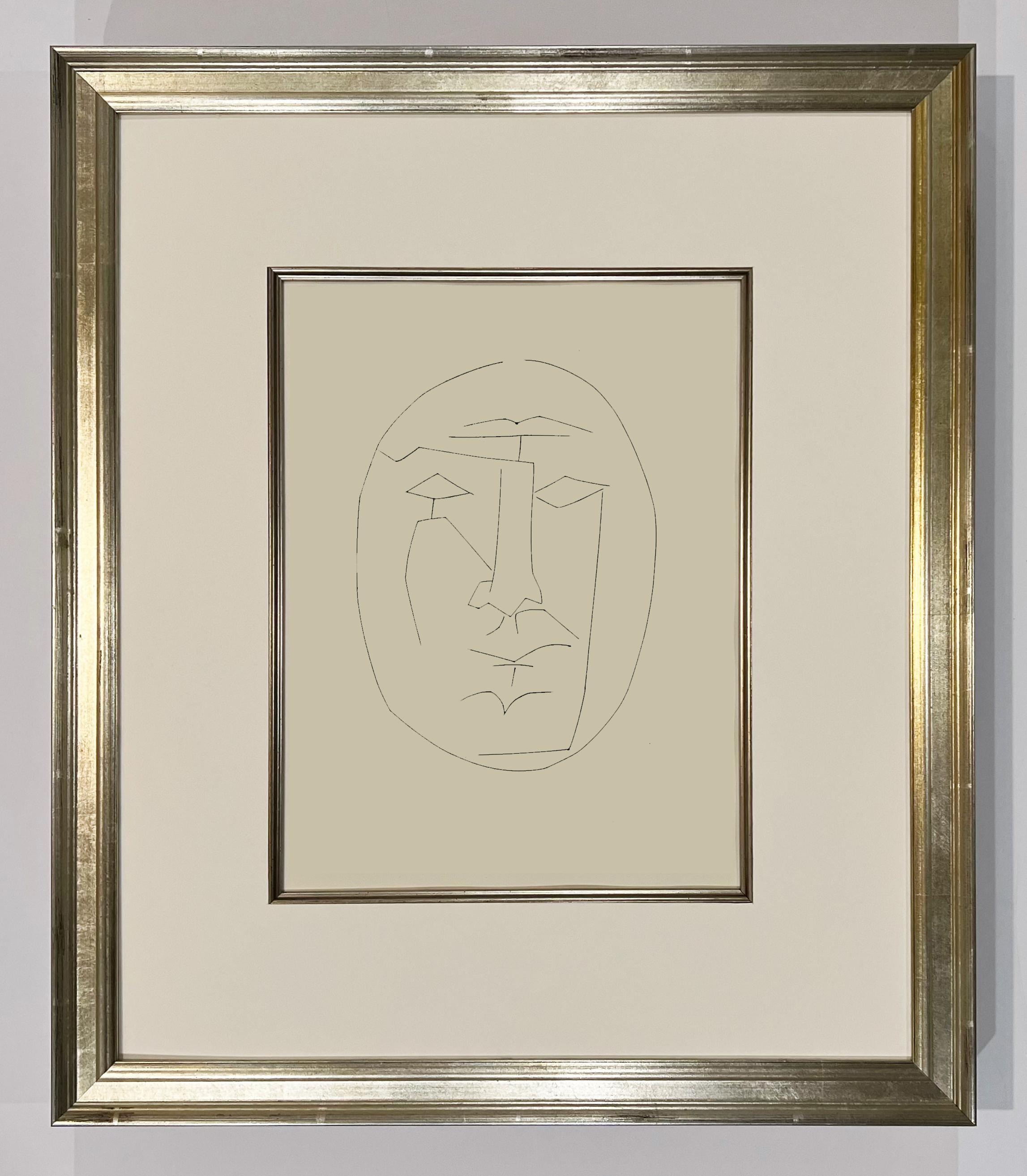 Cabeza ovalada de hombre mirando recto (lámina XXIII), de Carmen - Print de Pablo Picasso