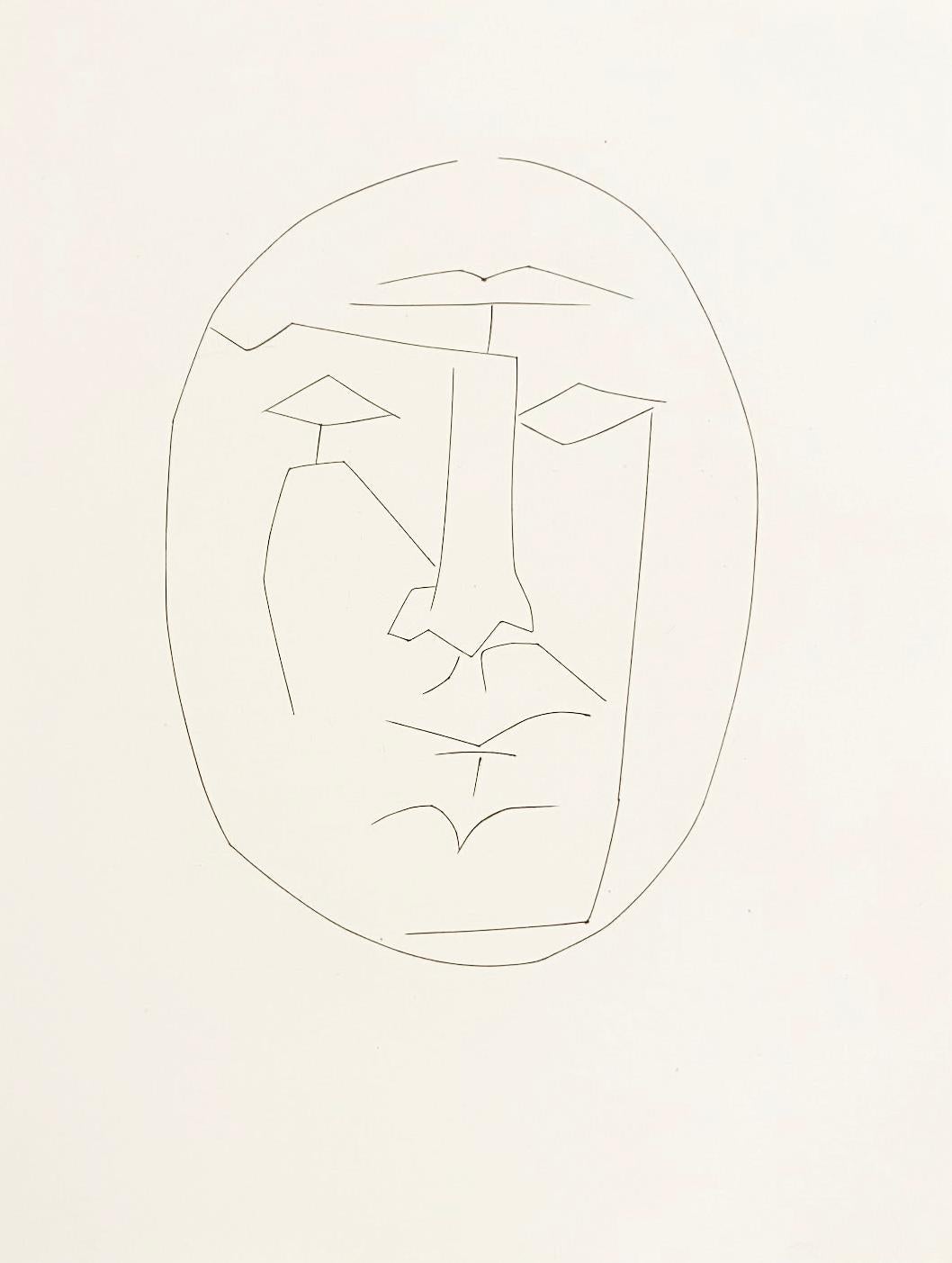 Print de Pablo Picasso - Cabeza ovalada de hombre mirando recto (lámina XXIII), de Carmen