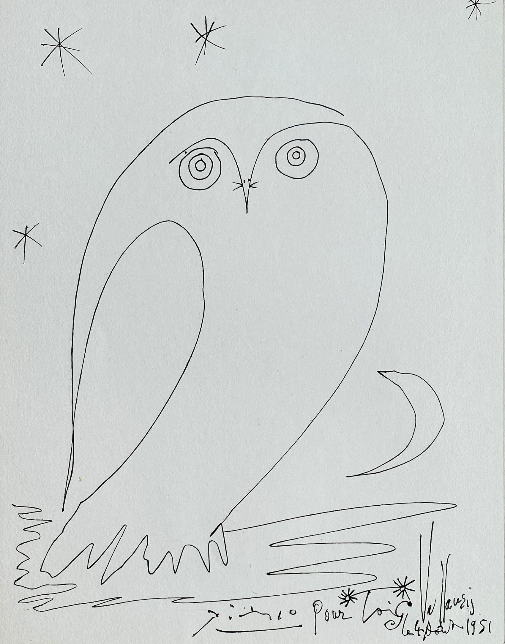 Owl Under the Stars - Etching Signed in the Plate - Print by Pablo Picasso